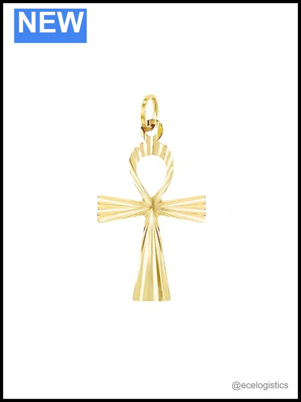 14K Yellow Gold Ankh Cross Pendant Necklace Made in Italy Real Fine Gold